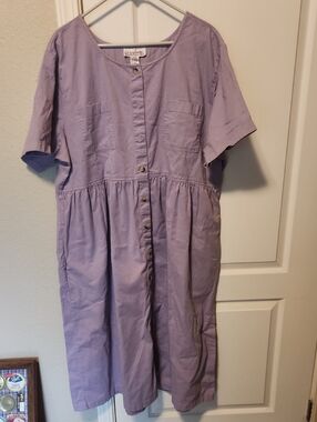 Silhouette Light Lavender Cotton Button Shirt Dress
